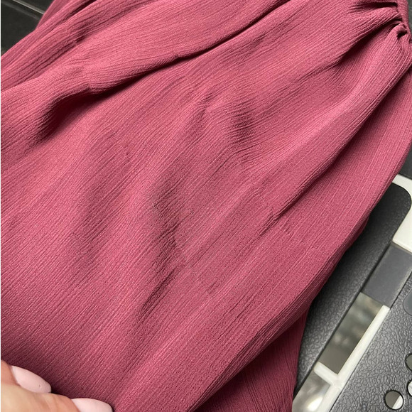 Watters & Watters Wine Red Chiffon Darcie Gown Spaghetti Strap Maxi Layered SZ 8 - Picture 15 of 15